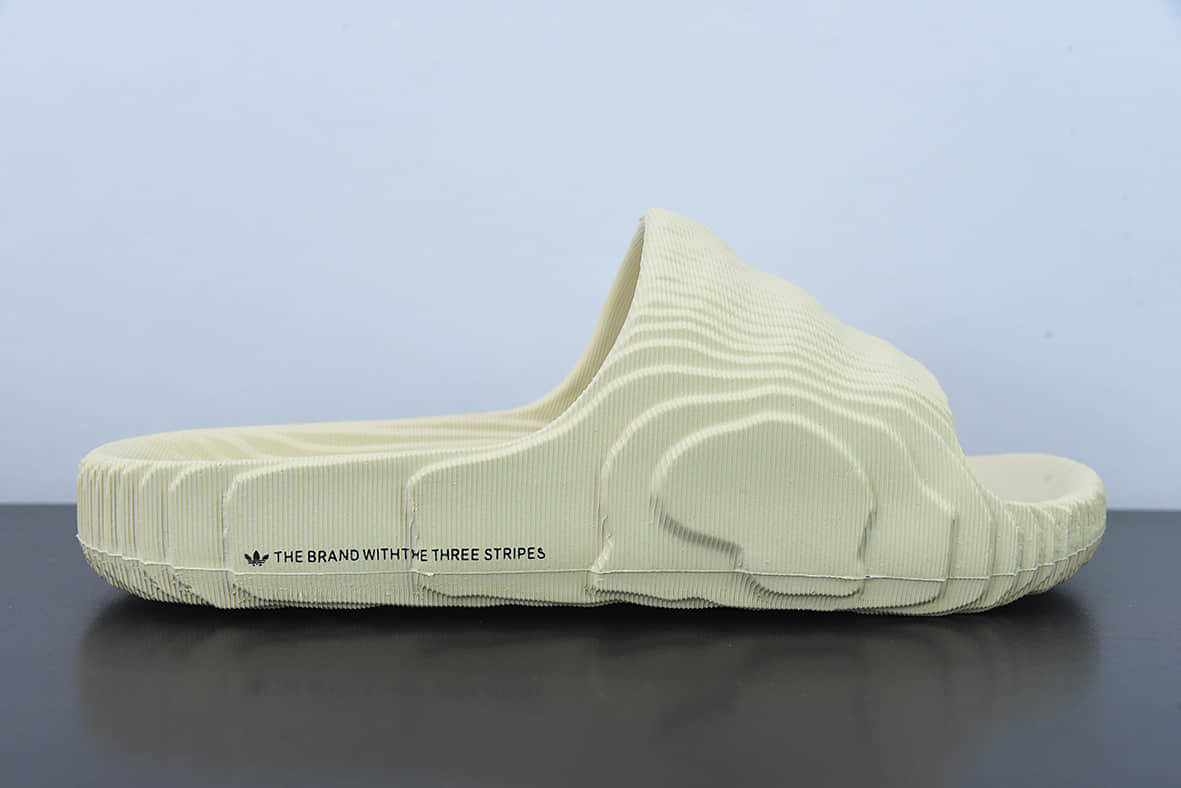 阿迪达斯Adidas Original Adilette 22 SlideMagic Lime莱特22代米白色系列山脊造型椰子风沙滩涉水百搭运动穿搭拖鞋纯原版本 货号:GX6946