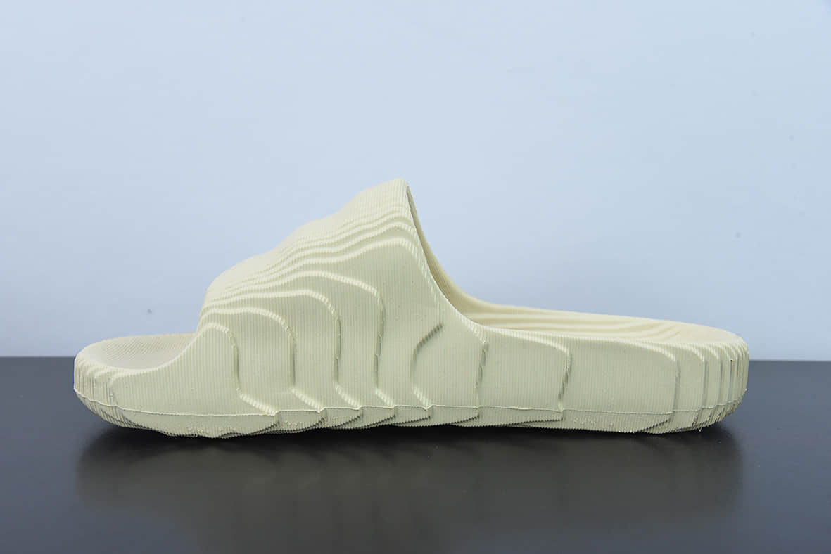 阿迪达斯Adidas Original Adilette 22 SlideMagic Lime莱特22代米白色系列山脊造型椰子风沙滩涉水百搭运动穿搭拖鞋纯原版本 货号:GX6946