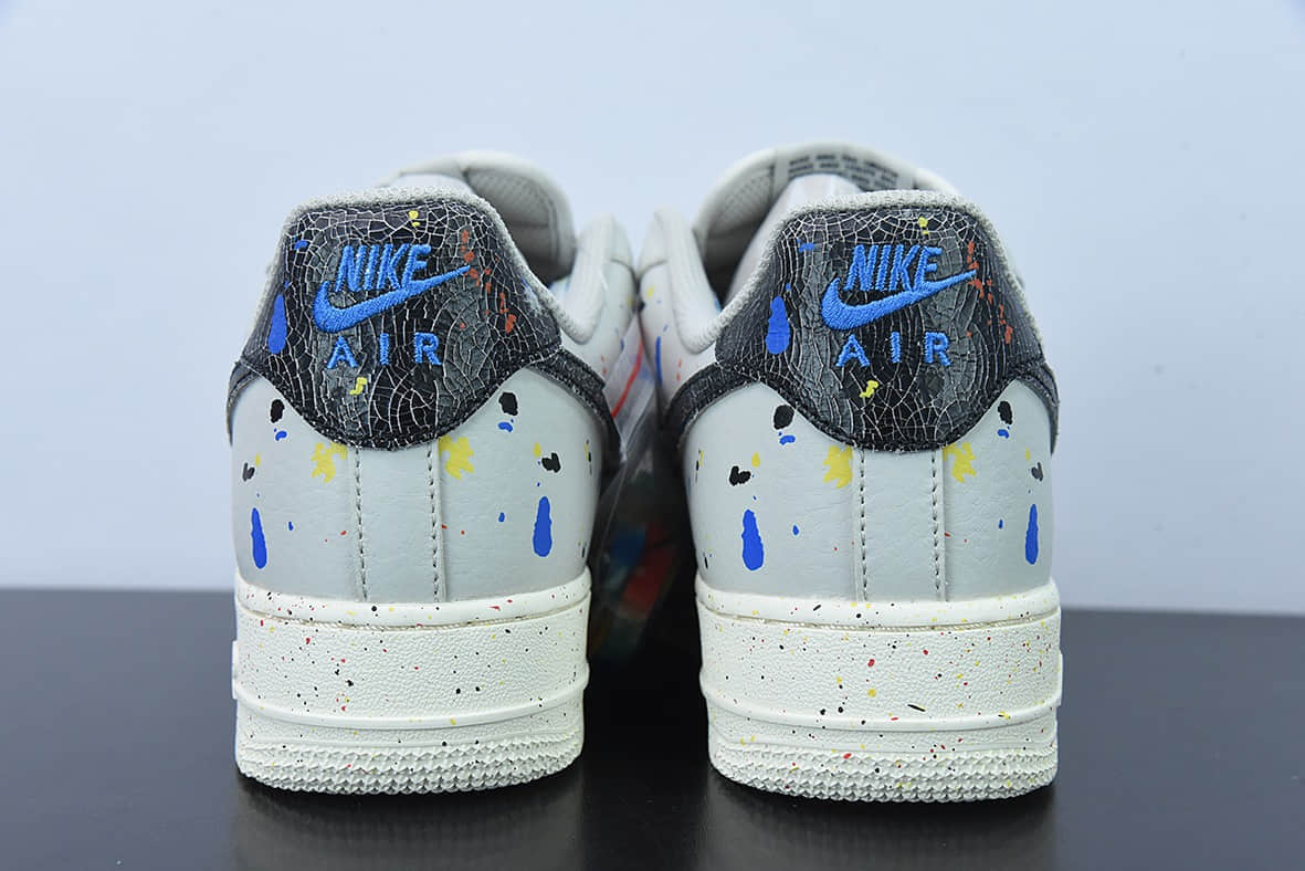 耐克Nike Air Force 1’07Paint Splatter皮革泥灰黑彩泼墨空军一号经典低帮百搭休闲运动板鞋纯原版本 货号：CZ0339-001