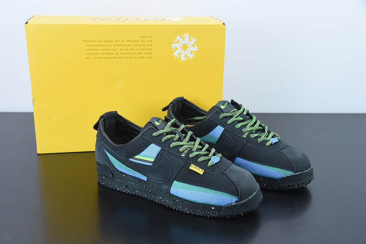 耐克Nike Union LA x Nike Cortez LowBlack联乘洛杉矶知名店铺黑蓝阿甘改良初代低帮复古休闲鞋纯原版本 货号：DR1413-001
