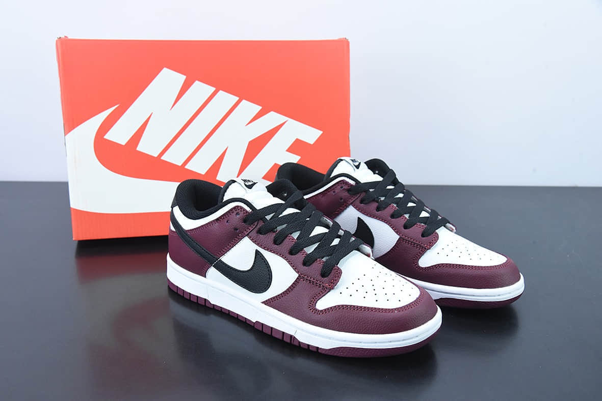 耐克Nike SB Dunk Low 酒红黑复古低帮休闲运动滑板板鞋纯原版本 货号:DJ6188-200