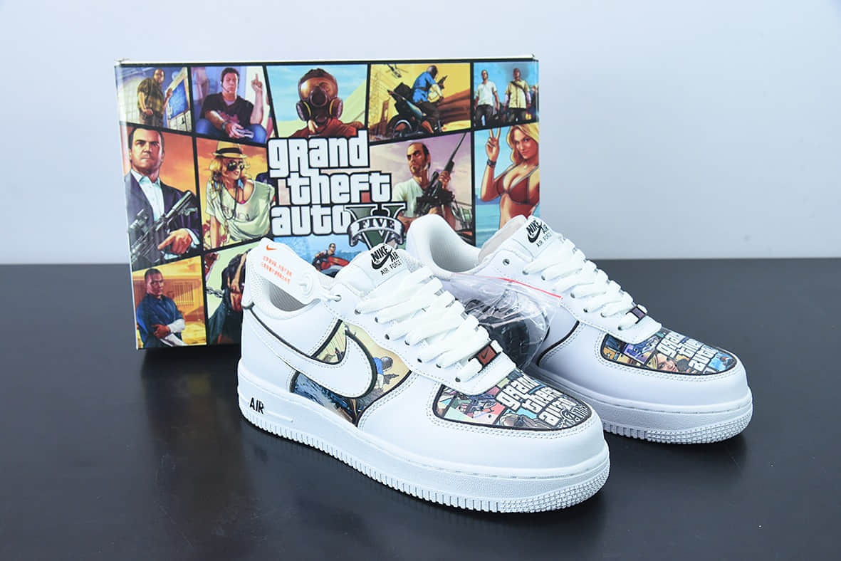 耐克Nike Air Force 1 07 LV8Game ConsoleLoading...’创意定制游戏机主题 侠盗飞车 配色,空军一号经典百搭休闲运动板鞋纯原版本 货号:CW2288-302