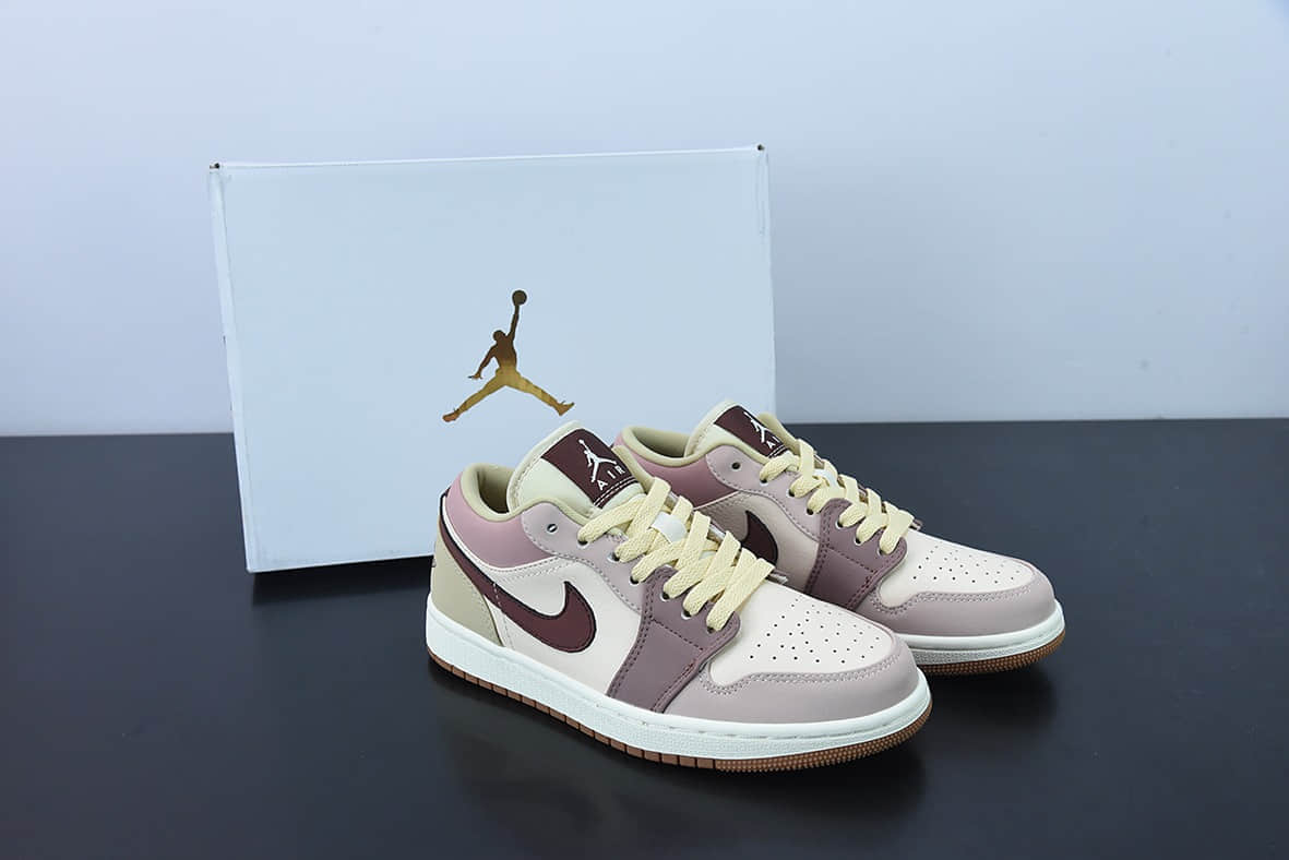 乔丹Air Jordan 1 LowTanRed beansAJ1乔丹一代奶茶红豆彩色拼接低帮经典复古文化休闲运动篮球鞋纯原版本 货号:DO7450-201