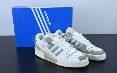 阿迪达斯Adidas Forum 84 Low 三叶草皮革白深灰奶茶黄”低邦经典魔术贴复古板鞋纯原版本 货号:GX2159