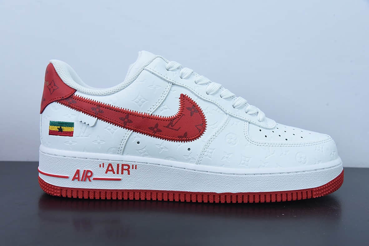 耐克Nike x LV Air Force 1'07 Low LV联名款白红印花空军一号低帮经典百搭休闲运动板鞋纯原版本 货号:LD0212