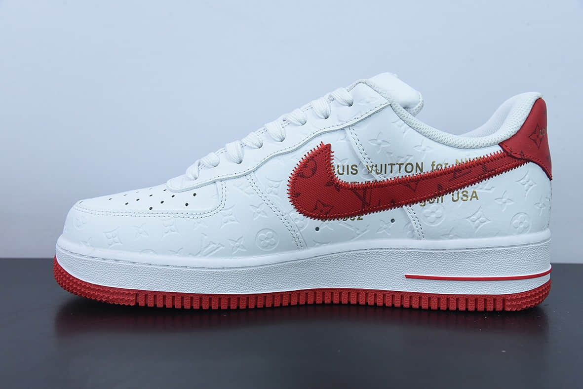 耐克Nike x LV Air Force 1'07 Low LV联名款白红印花空军一号低帮经典百搭休闲运动板鞋纯原版本 货号:LD0212
