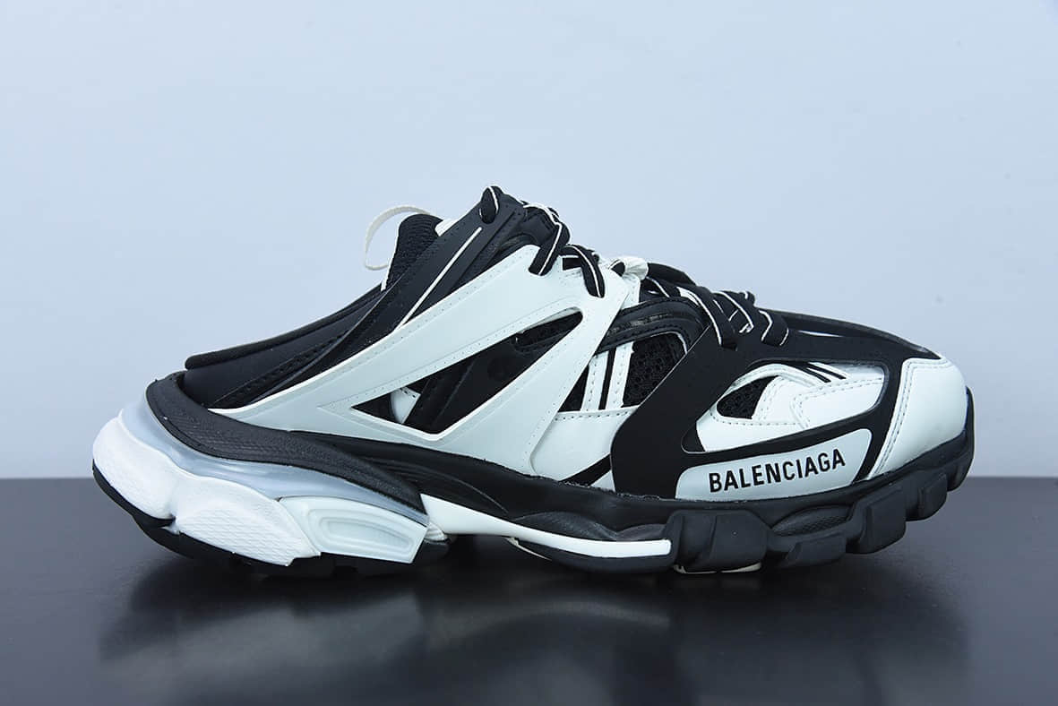 巴黎世家Balenciaga 巴黎世家3.0黑白半拖老爹鞋纯原版本 货号:653813WNB10102