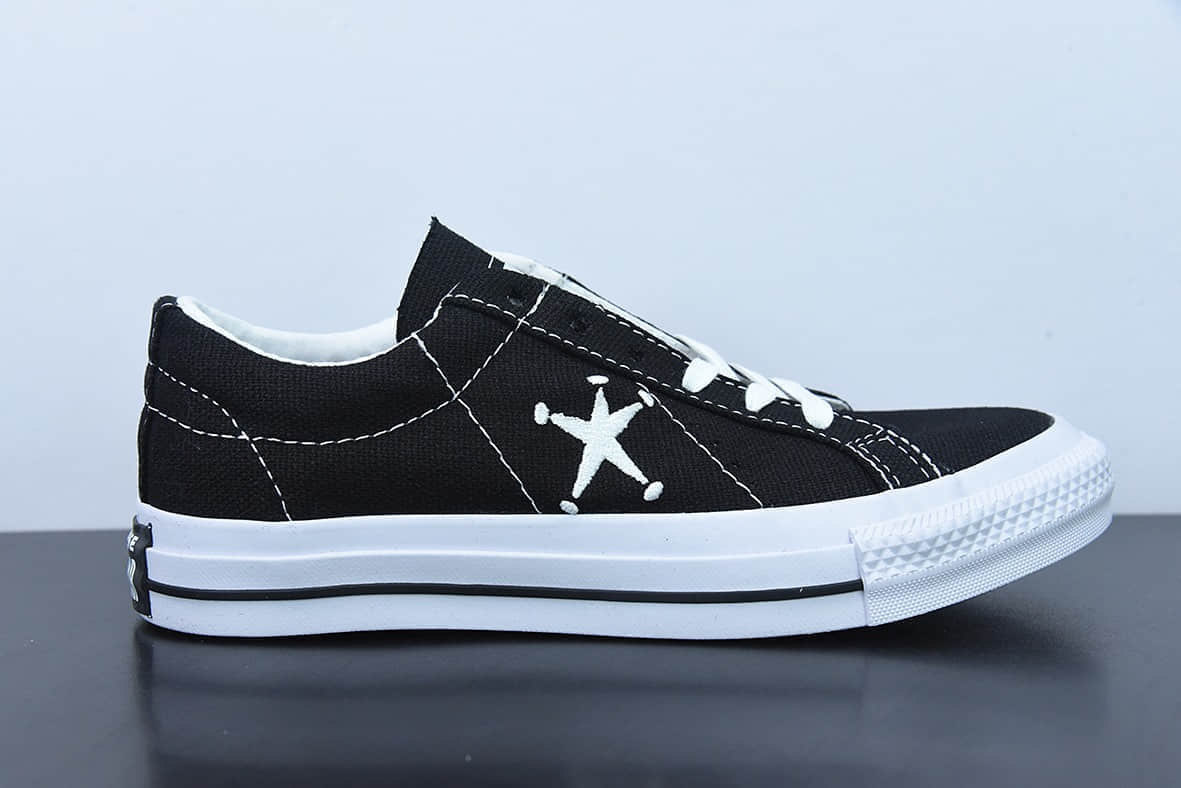匡威Converse Stussy x Converse Chuck Taylor 斯图西2022全新联名经典黑色一星标低帮休闲板鞋纯原版本 货号:173120C