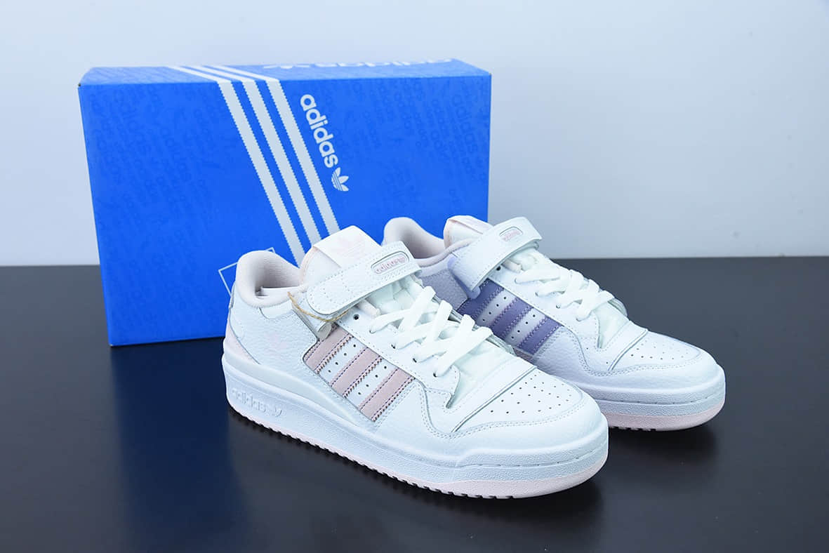 阿迪达斯Adidas Originals Forum 84 Low 罗马系列魔术贴“白浅粉紫鸳鸯低帮复古休闲板鞋纯原版本 货号:GY5832