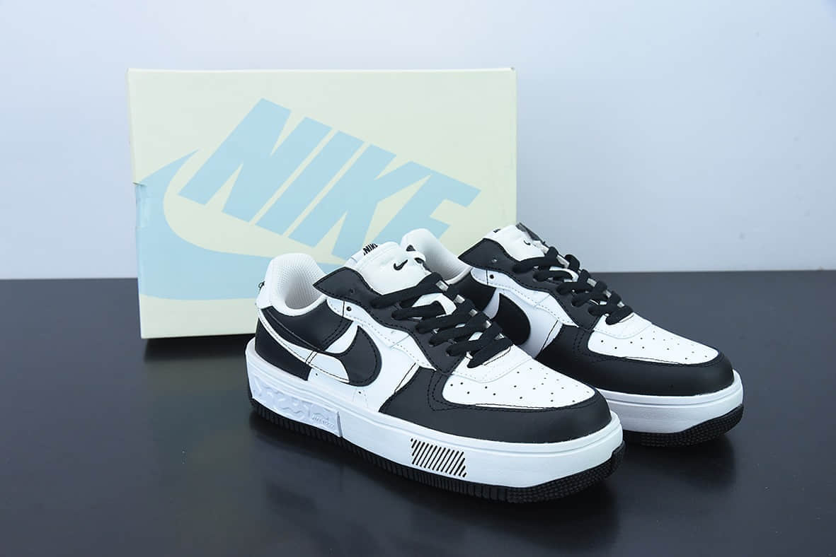 耐克Nike Wmns Air Force 1 FontankaBlackWhiteGrey皮革黑白深灰空军一号丰塔卡系列低帮休闲板鞋纯原版本 货号:CW6688-611