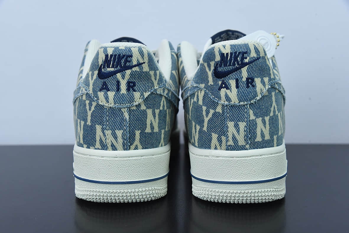 耐克Nike Air Force 1 Low MLB NY洋基队印花水洗丹宁牛仔布空军一号低帮休闲板鞋纯原版本 货号：CW1888-602