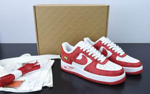 耐克Nike x LV Air Force 1'07 Low LV联名款白红印花空军一号低帮经典百搭休闲运动板鞋纯原版本 货号：LD0232