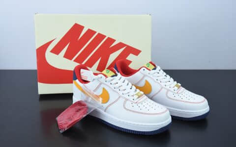 耐克Nike Air Force 1'07 Low“皮革白橙勾空军一号低帮休闲板鞋纯原版本 货号：AF1234-010