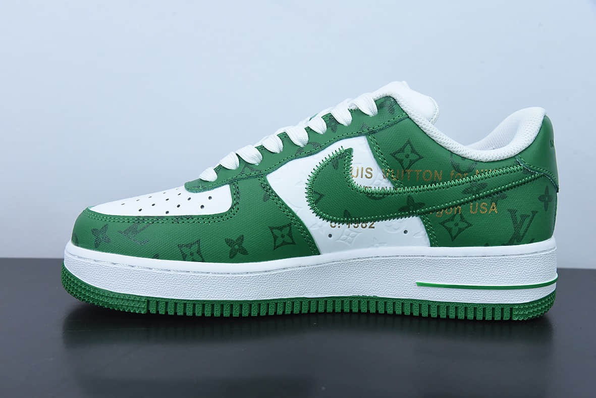 耐克Nike LV×Nike Air Force 1 Low 07 LV联名款白绿印花低帮休闲板鞋纯原版本 货号:MS0232