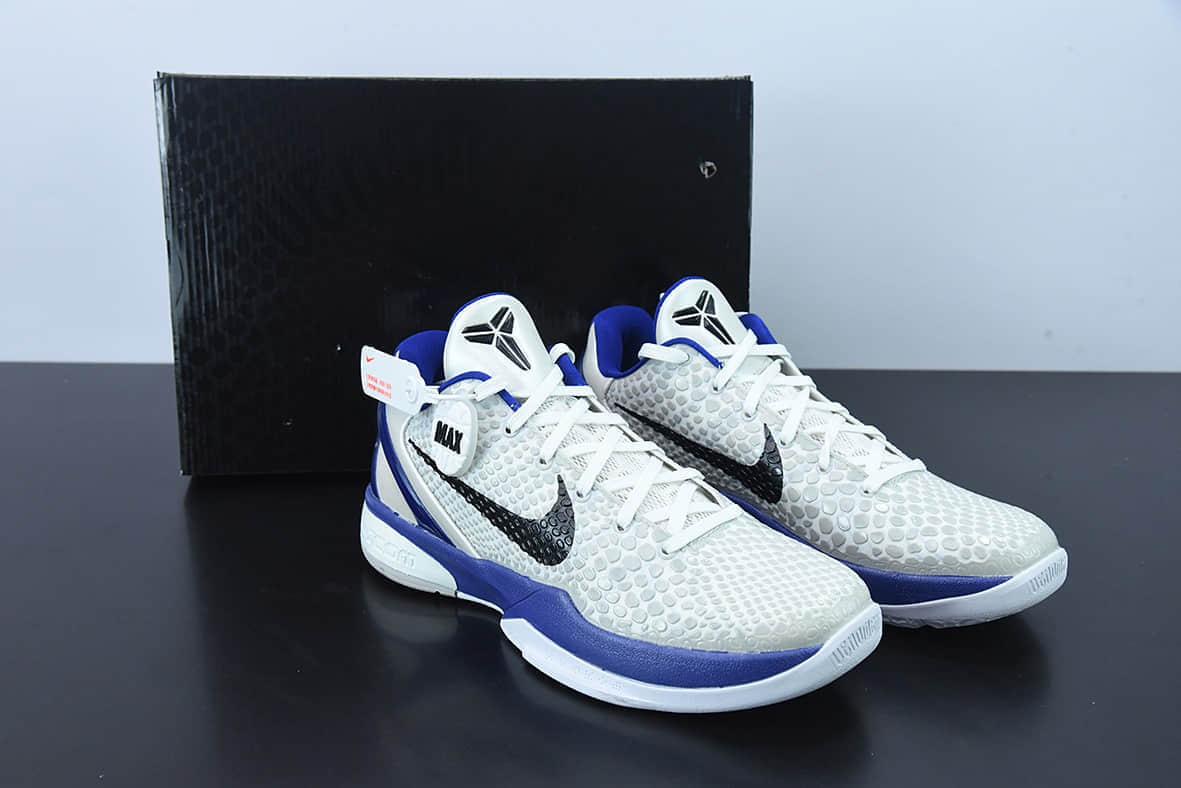 耐克Nike ZOOM KOBE 6 科比6代白黑蓝蛇鳞纹男子实战篮球鞋纯原版本 货号:436311-100
