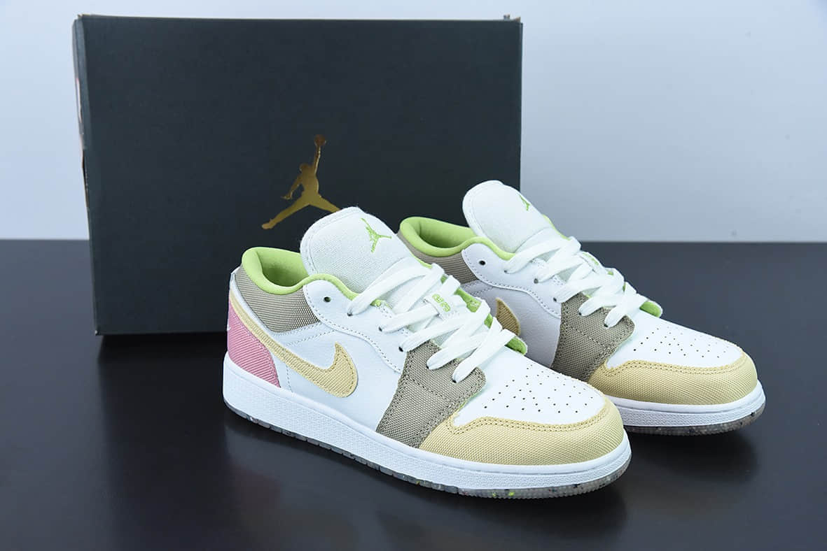 乔丹Air Jordan 1 Low AJ1白粉棕拼接休闲女子低帮文化休闲板鞋纯原版本 货号：DJ0341-100