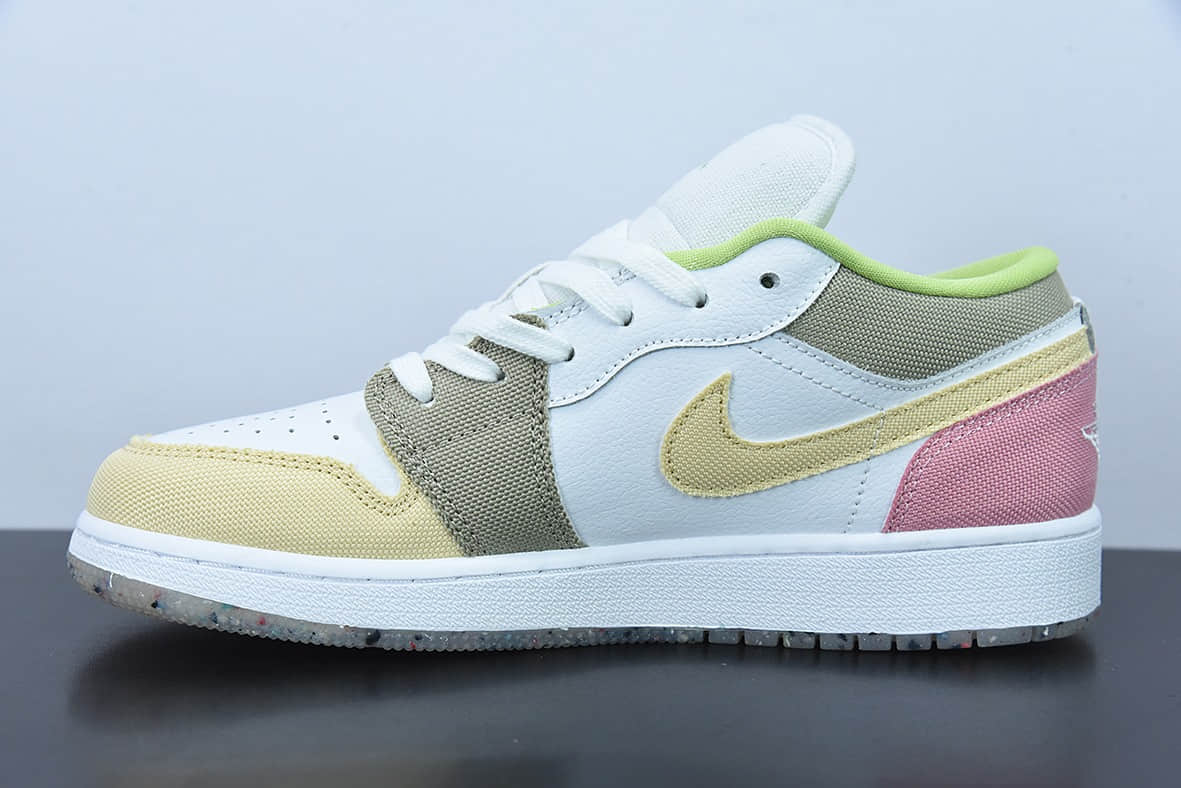 乔丹Air Jordan 1 Low AJ1白粉棕拼接休闲女子低帮文化休闲板鞋纯原版本 货号：DJ0341-100