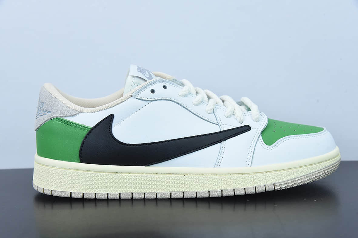 乔丹Air Jordan Travis Scott x Fragment x Air Jordan 1 Low“Military Blue 藤原浩三方联名白绿倒钩低帮休闲板鞋纯原版本 货号:DM7866-716