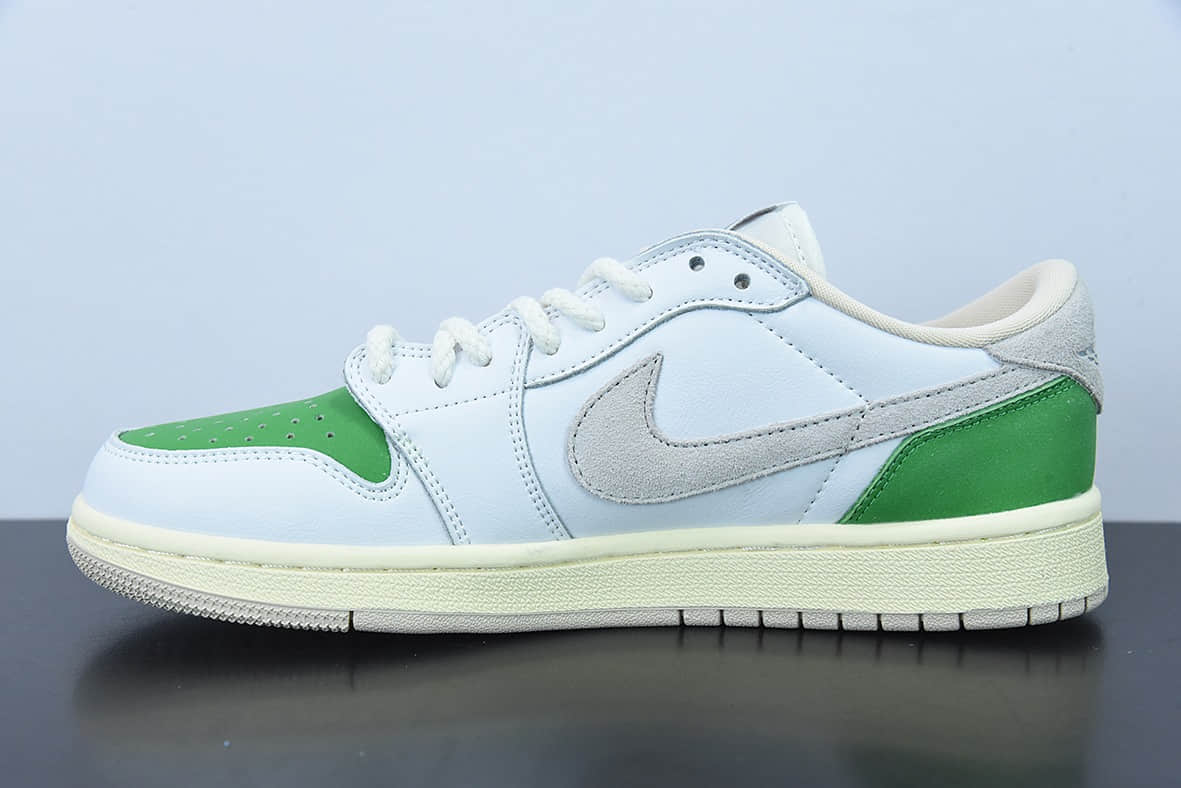 乔丹Air Jordan Travis Scott x Fragment x Air Jordan 1 Low“Military Blue 藤原浩三方联名白绿倒钩低帮休闲板鞋纯原版本 货号:DM7866-716