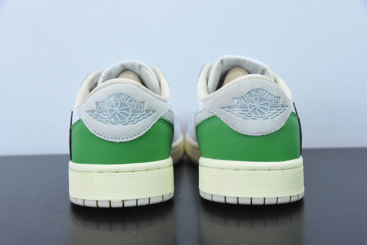 乔丹Air Jordan Travis Scott x Fragment x Air Jordan 1 Low“Military Blue 藤原浩三方联名白绿倒钩低帮休闲板鞋纯原版本 货号:DM7866-716