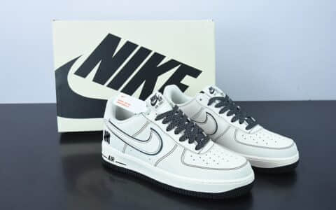 耐克Nike UNDEFEATED x NK Air Force 1´07BeigeBlack 3M皮革米白黑五杠3M反光空军一号低帮休闲板鞋纯原版本 货号:HL5263-896