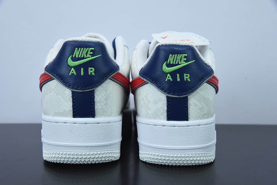 耐克Nike Air Force 1 AF1白红蓝蛇纹空军一号低帮休闲板鞋纯原版本 货号：DV1493-161