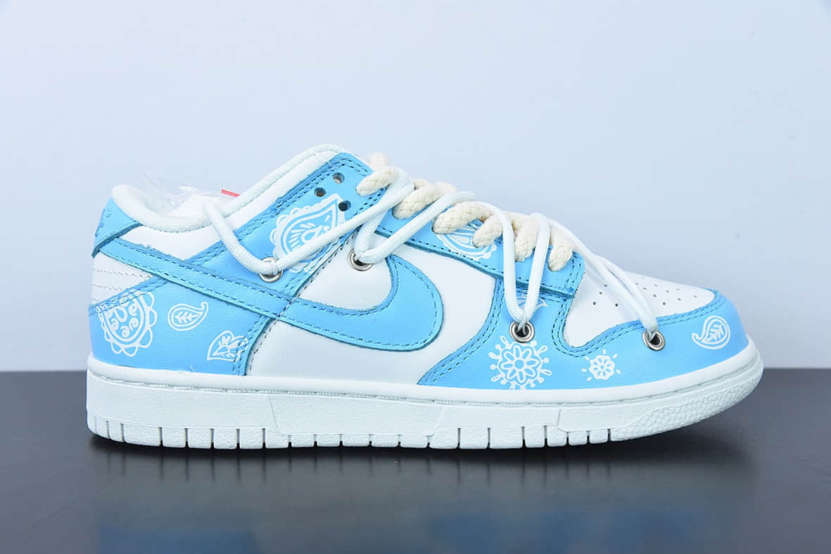 耐克Nike Dunk Low 天蓝白腰果花绑带解构 SB扣碎篮板时尚休闲板鞋纯原版本 货号：DD1503-109