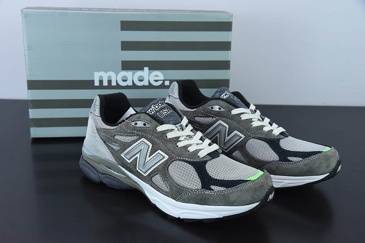 新百伦New Balance NB990系列深灰浅灰黑荧光绿高端美产复古休闲跑步鞋纯原版本 货号: M990MC3