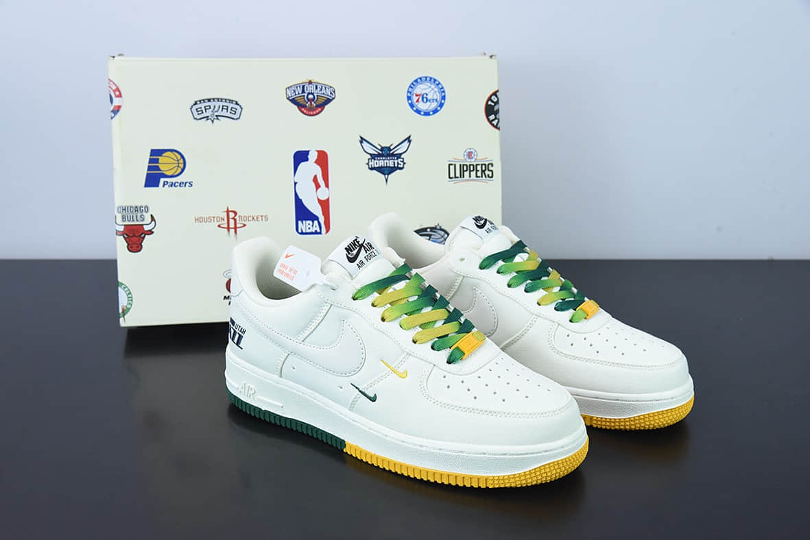 耐克Nike Air Force 1 Low '07 “米黄绿”犹他爵士城市限定低帮布面空军一号休闲板鞋纯原版本 货号:NA2022-006