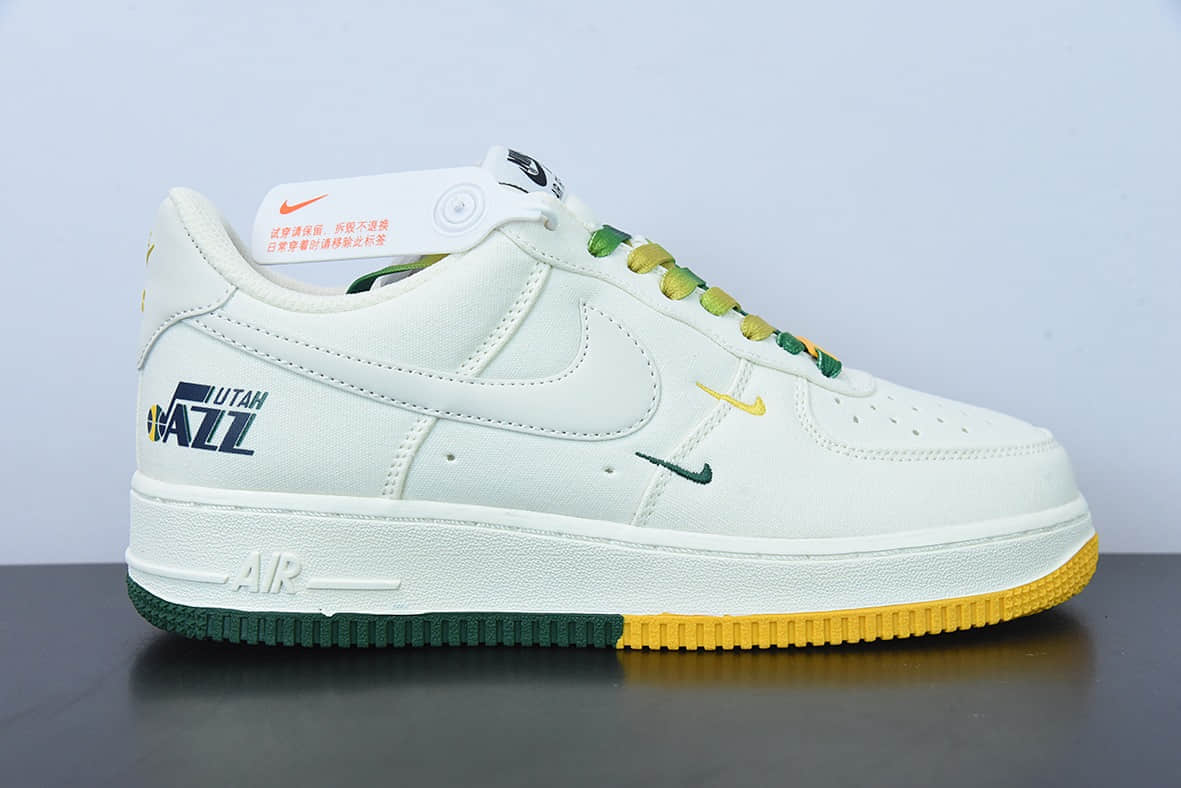 耐克Nike Air Force 1 Low '07 “米黄绿”犹他爵士城市限定低帮布面空军一号休闲板鞋纯原版本 货号:NA2022-006