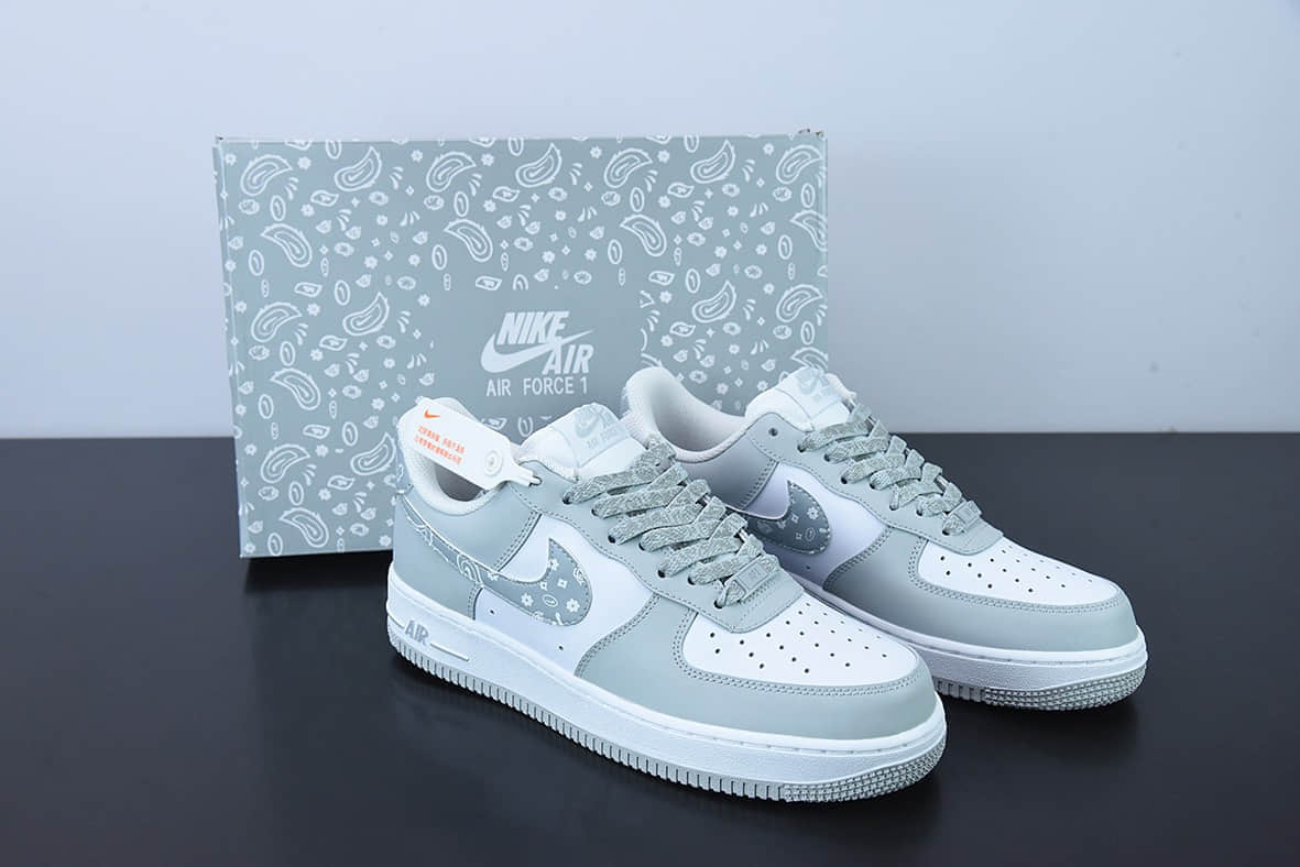 耐克Nike Air Force 1 Low ’07 灰白腰果花配色空军一号低帮休闲板鞋纯原版本 货号:XM6321-736