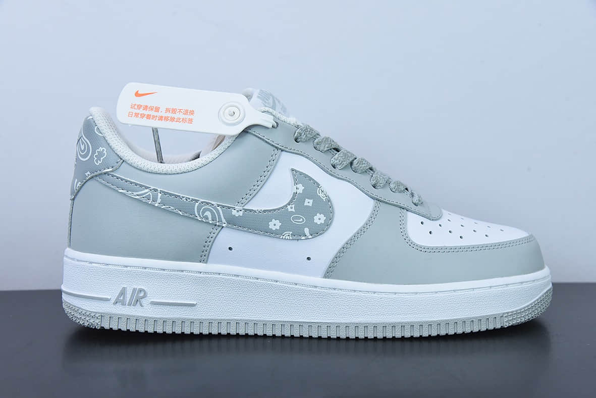 耐克Nike Air Force 1 Low ’07 灰白腰果花配色空军一号低帮休闲板鞋纯原版本 货号:XM6321-736
