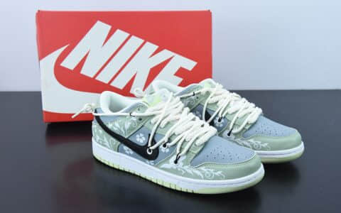 耐克Nike SB Dunk Low 电玩主题灰绿腰果花解构抽绳解构低帮休闲板鞋纯原版本 货号:DD1503-600
