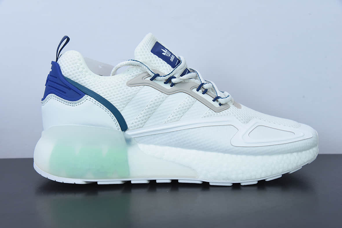 阿迪达斯Adidas Originals ZX 2K Boost 阿迪达斯爆米花白蓝绿复古经典运动鞋纯原版本 货号：GY3548
