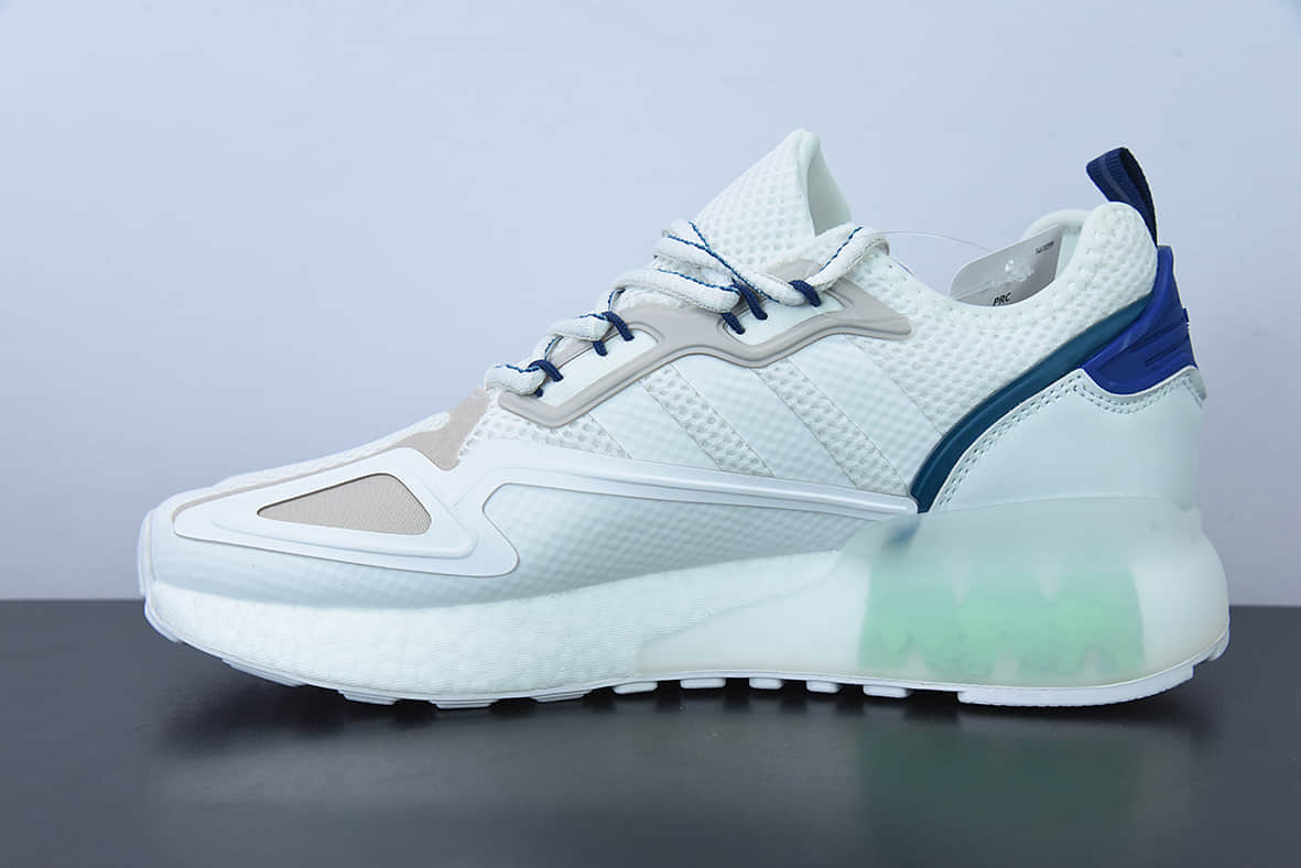 阿迪达斯Adidas Originals ZX 2K Boost 阿迪达斯爆米花白蓝绿复古经典运动鞋纯原版本 货号：GY3548
