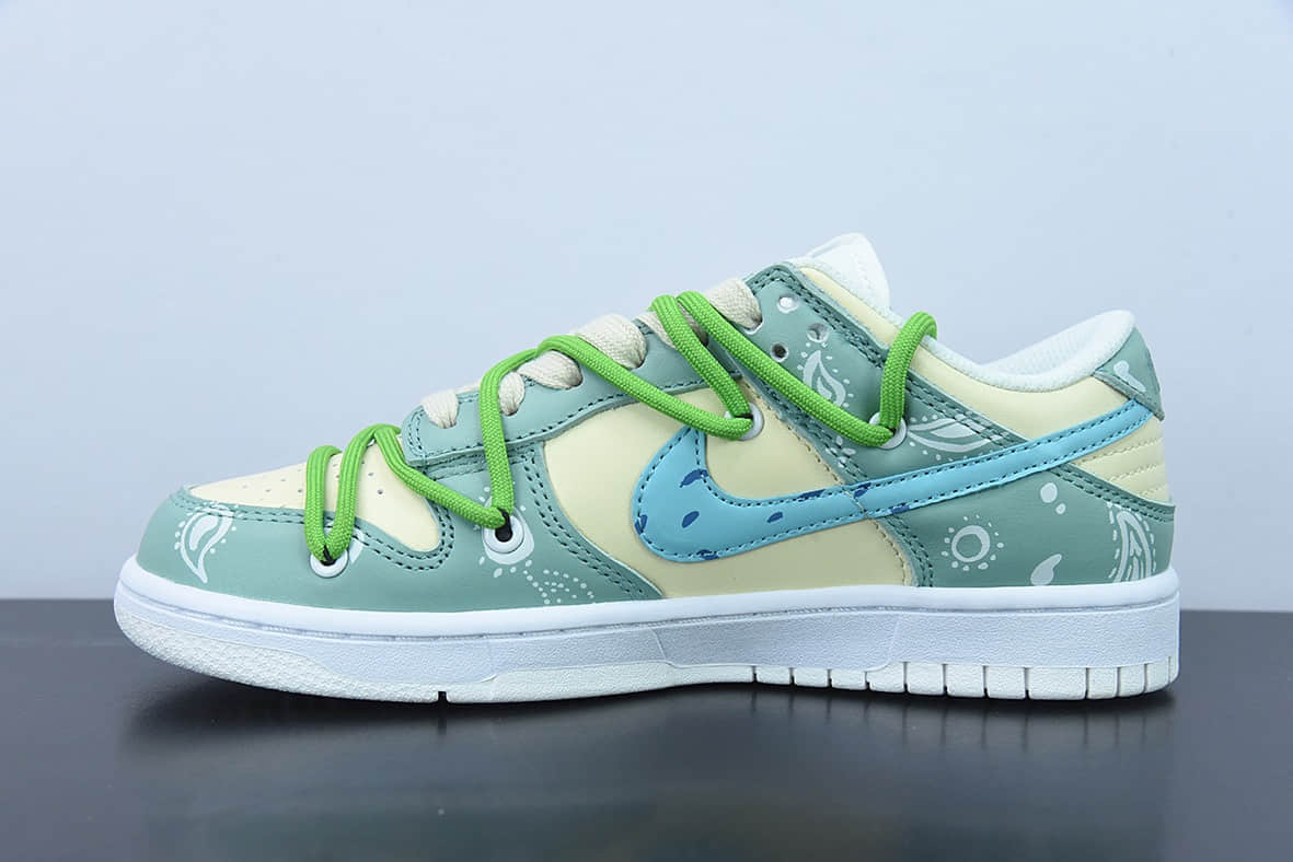 耐克Nike Dunk Low 黄绿腰果花多彩拼接低帮休闲复古板鞋纯原版本 货号：DH9765-100