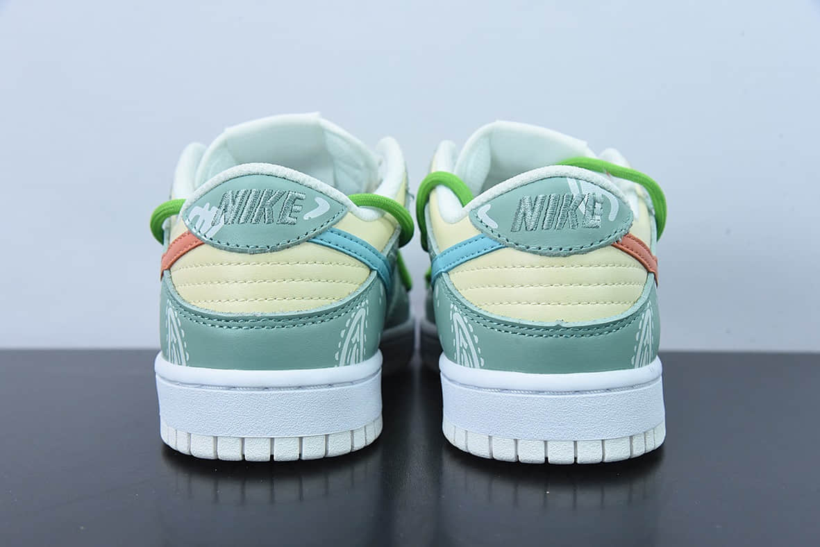 耐克Nike Dunk Low 黄绿腰果花多彩拼接低帮休闲复古板鞋纯原版本 货号：DH9765-100