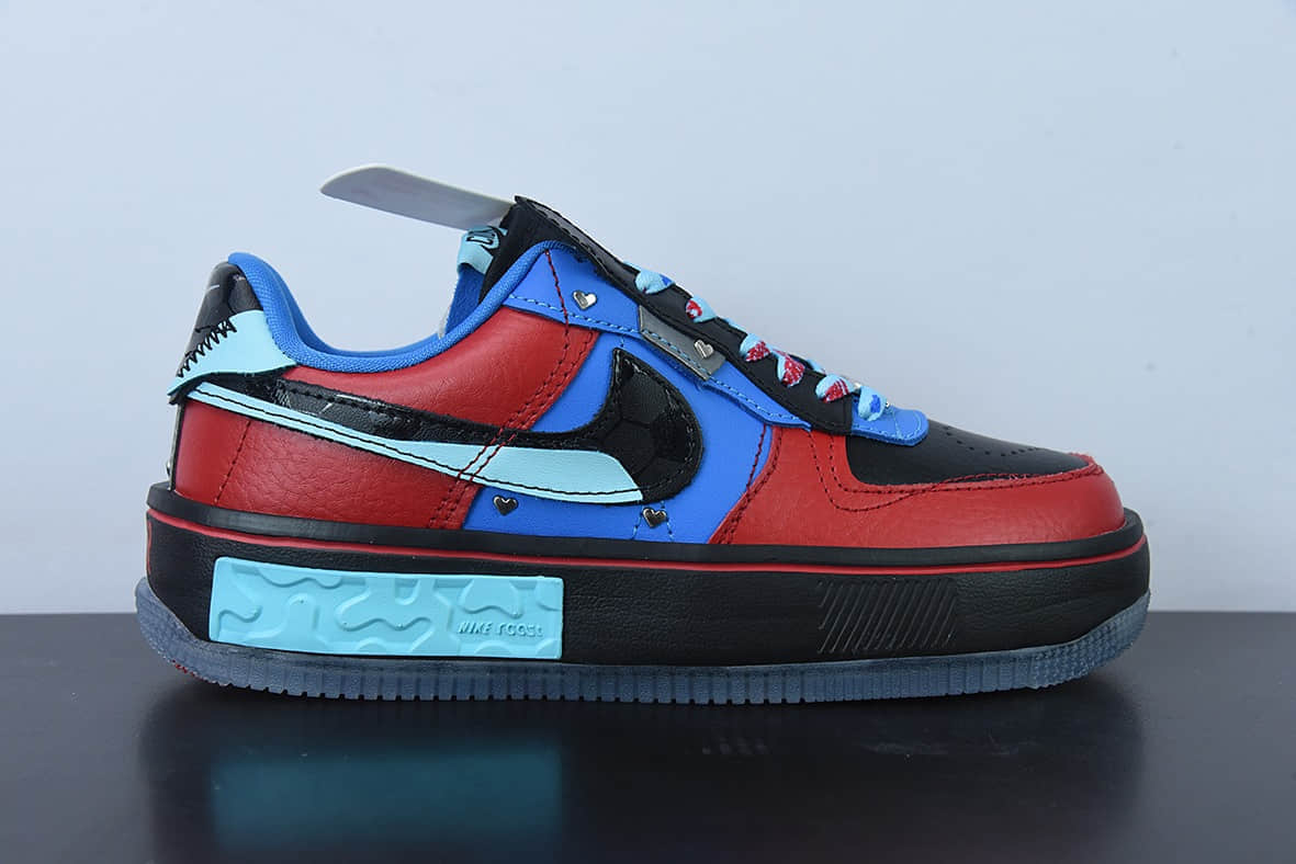耐克Nike Air Force 1 Low Fontanka Doernbecher Cidn皮革慈善黑红蓝丰塔卡系列空军一号低帮休闲板鞋纯原版本 货号：DR6259-600