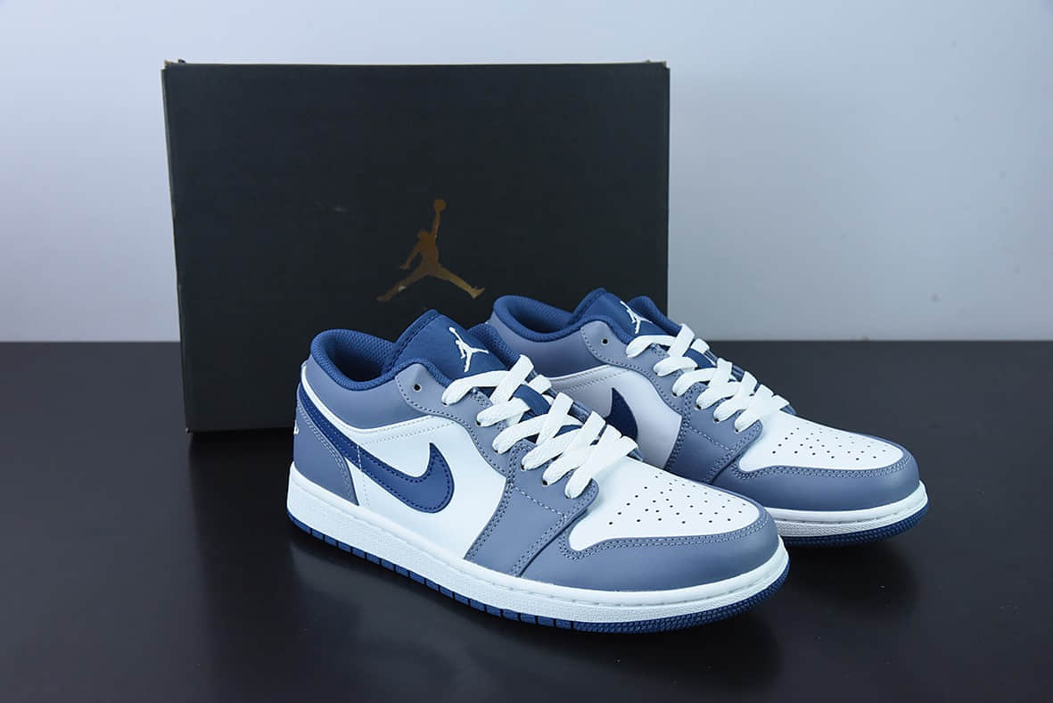 乔丹Air Jordan 1 Low AJ1 乔1海军蓝低帮文化休闲运动板鞋纯原版本 货号:553558-414