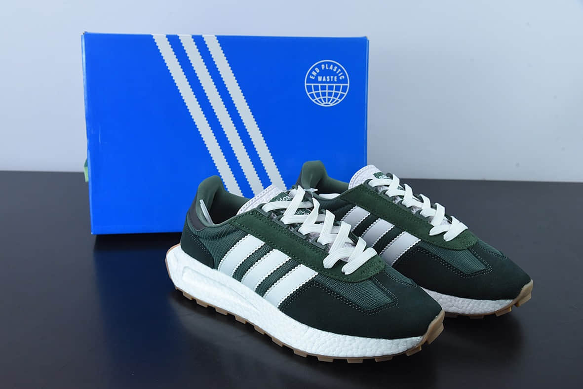 阿迪达斯Adidas Racing E5 Boost Prototype 墨绿复古系列百搭透气运动慢跑鞋纯原版本 货号：GW6572