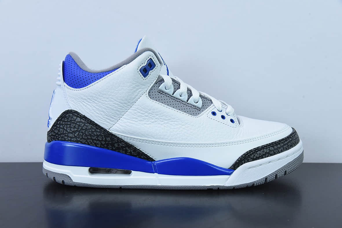 乔丹Air Jordan 3 Retro Racer Blue AJ3赛车蓝白蓝男子文化篮球鞋纯原版本 货号:CT8532-145
