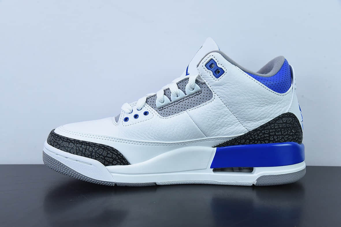 乔丹Air Jordan 3 Retro Racer Blue AJ3赛车蓝白蓝男子文化篮球鞋纯原版本 货号:CT8532-145