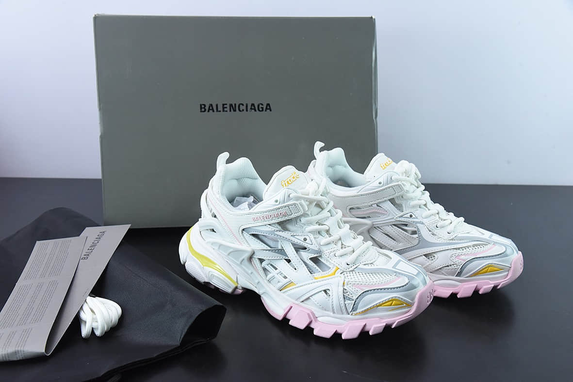巴黎世家Balenciaga 巴黎世家4.0白粉黄户外老爹鞋纯原版本 货号:568615W3AE27745