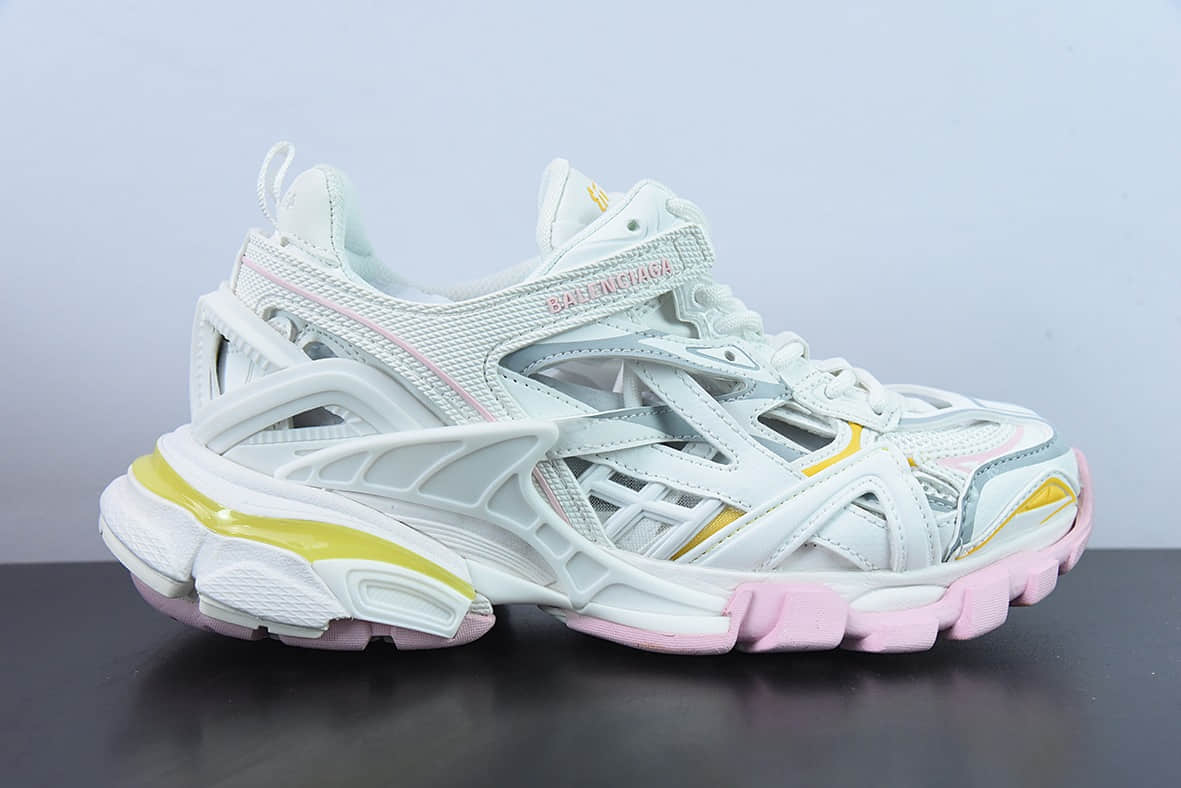 巴黎世家Balenciaga 巴黎世家4.0白粉黄户外老爹鞋纯原版本 货号:568615W3AE27745