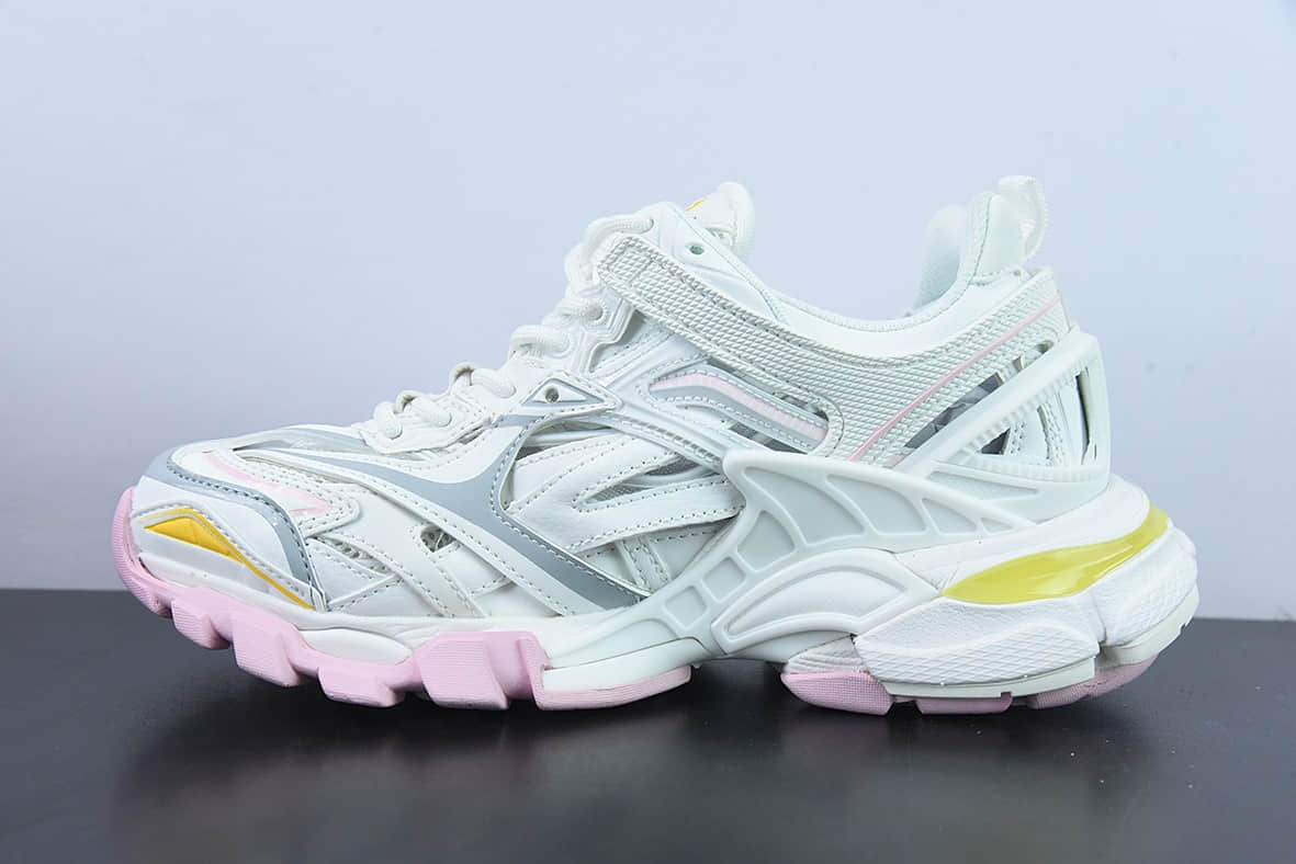 巴黎世家Balenciaga 巴黎世家4.0白粉黄户外老爹鞋纯原版本 货号:568615W3AE27745