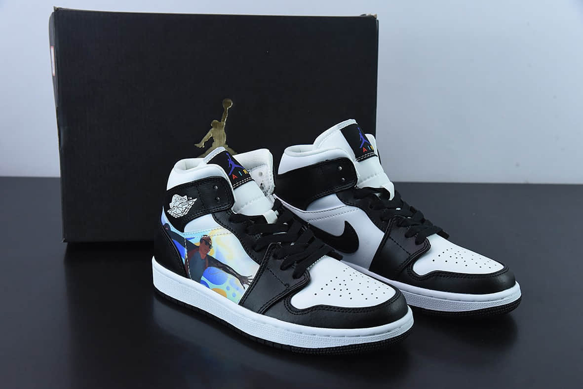乔丹Air Jordan 1 Mid AJ1 乔1裸眼3D黑白中邦篮球鞋纯原版本 货号:DR9495-001