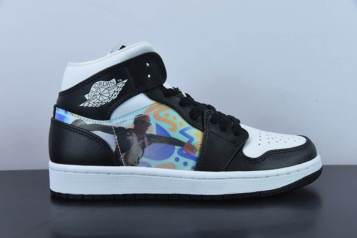 乔丹Air Jordan 1 Mid AJ1 乔1裸眼3D黑白中邦篮球鞋纯原版本 货号:DR9495-001
