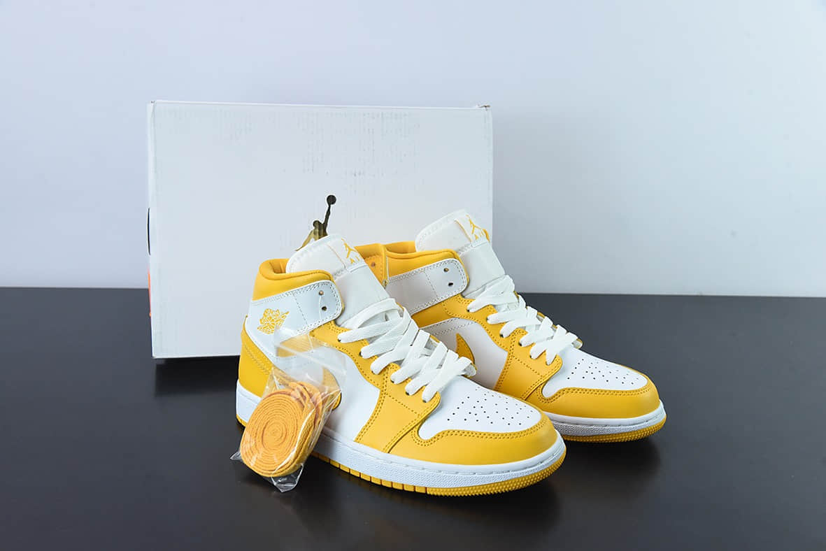 乔丹Air Jordan 1 Mid 白黄中帮复古篮球鞋纯原版本 货号:BQ6472-117