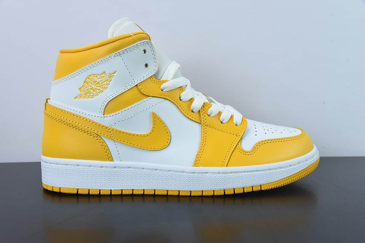 乔丹Air Jordan 1 Mid 白黄中帮复古篮球鞋纯原版本 货号:BQ6472-117