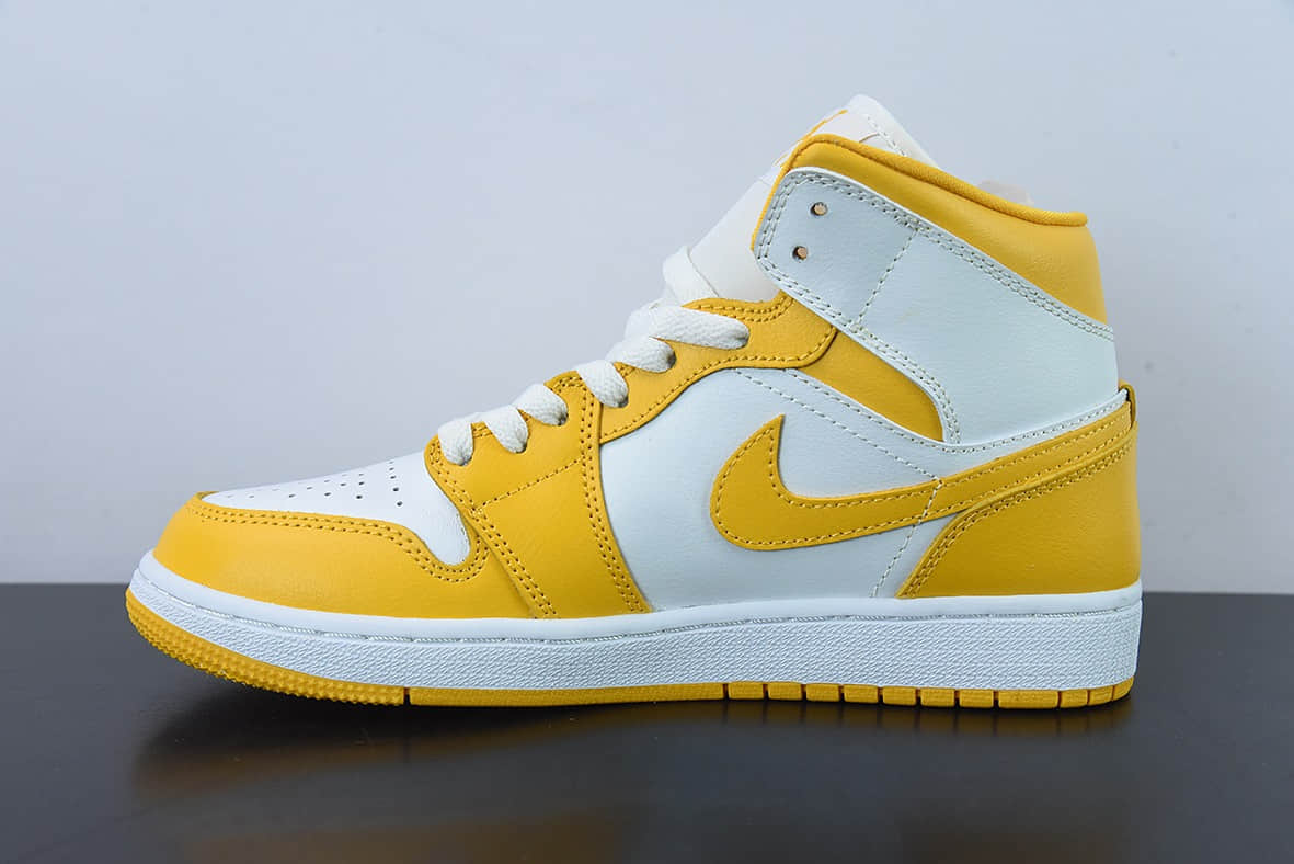 乔丹Air Jordan 1 Mid 白黄中帮复古篮球鞋纯原版本 货号:BQ6472-117